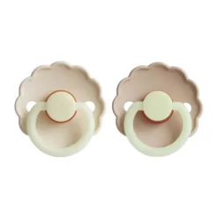 Frigg Fopspeen Daisy Night Croissant/Cream T1 0-6 mnd (2 stuks)> Fopspenen 0-6 Maanden