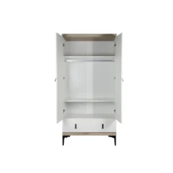 Interbaby Ledikant 60 x 120 - Commode 3 Laden - Hanglegkast 2-Deurs Strips Wit><noscript><img width=