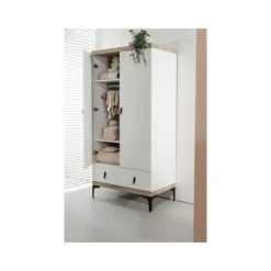 Interbaby Ledikant 60 x 120 - Commode 3 Laden - Hanglegkast 2-Deurs Strips Wit><noscript><img width=
