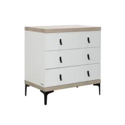 Interbaby Ledikant 60 x 120 - Commode 3 Laden - Hanglegkast 2-Deurs Strips Wit><noscript><img width=