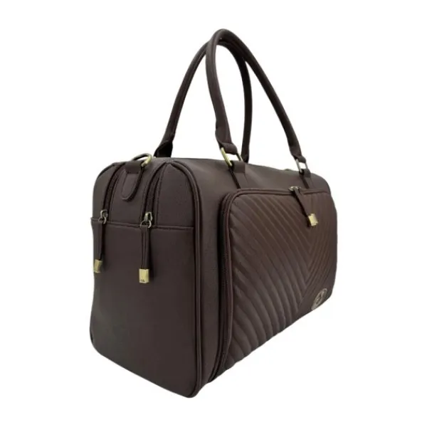 Isoki Double Zip Satchel Quilted Chocolate> Lederlook Tassen