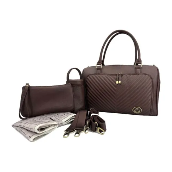 Isoki Double Zip Satchel Quilted Chocolate> Lederlook Tassen