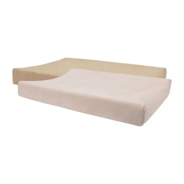 Jollein Aankleedkussenhoes - 2 Stuks - 50 x 70 cm - Badstof - Sea Green/Biscuit> Waskussenhoezen
