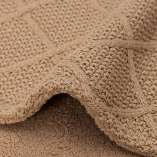 Jollein Ledikantdeken Check Knit Biscuit / Teddy Fleece 100 x 150 cm> Ledikantdekens