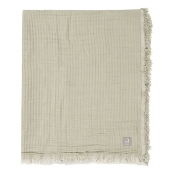 Jollein Ledikantdeken Fringe Olive Green / Ivory GOTS 120 x 120 cm> Ledikantdekens