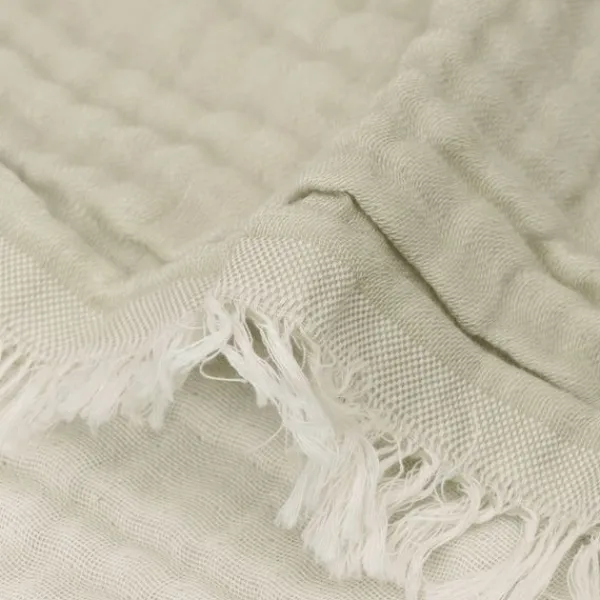 Jollein Ledikantdeken Fringe Olive Green / Ivory GOTS 120 x 120 cm> Ledikantdekens