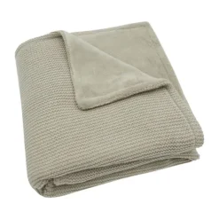 Jollein Wiegdeken Basic Knit Olive Green/Fleece 75 x 100 cm><noscript><img width=