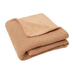 Jollein Wiegdeken Basic Knit Nougat/Fleece 75 x 100 cm> Wiegdekens