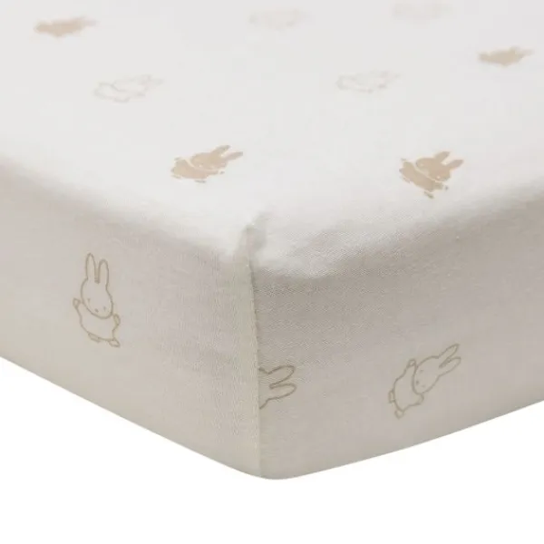 Jollein Wieghoeslaken Jersey Happy Miffy Nougat 40/50 x 80/90 cm> Accessoires Wiegen|Hoeslakens