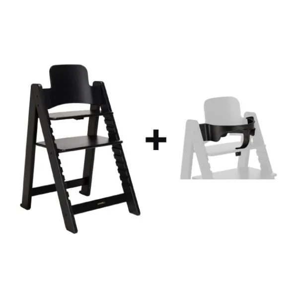 Kidsmill Up! Kinderstoel Incl. Kunststof Babyset - Zwart> Houten Kinderstoelen