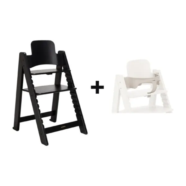 Kidsmill Up! Kinderstoel Incl. Kunststof Babyset Oatmeal - Beuken Zwart> Houten Kinderstoelen