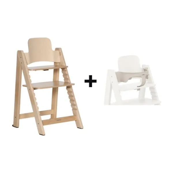 Kidsmill Up! Kinderstoel Incl. Kunststof Babyset Oatmeal - Beuken Zwart> Houten Kinderstoelen
