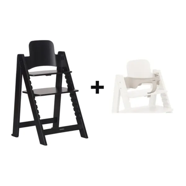 Kidsmill Up! Kinderstoel Incl. Kunststof Babyset Oatmeal - Beuken Zwart> Houten Kinderstoelen