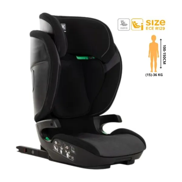 Kidsriver Autostoel Omega-S Zwart I-size groep 2/3 (100-150 cm)> Autostoel Groep 2/3 (15-36Kg)