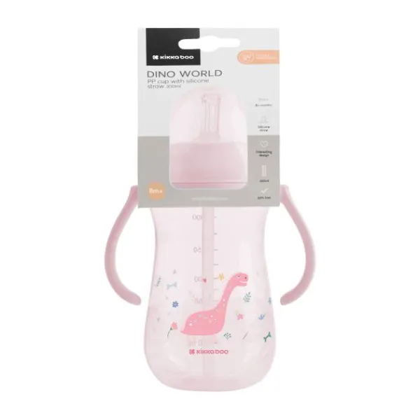 Kikkaboo Dino Wereld Beker Met Siliconen Rietje - 300ml - Blauw> Bekers