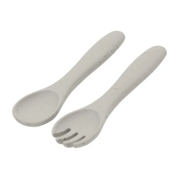 Kikkaboo Vork En Lepel - Platina Siliconen - Zand> Bestek
