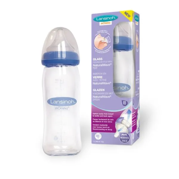 Lansinoh Fles Glas Natural Wave 240ml> Flessen