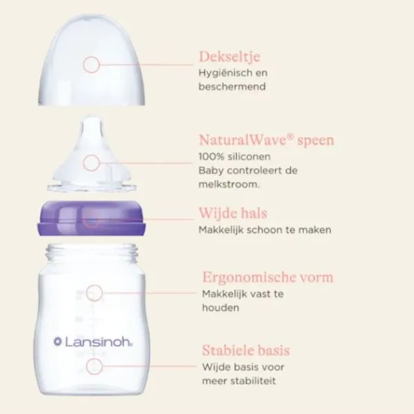 Lansinoh Fles Met Natural Wave Speen 160 ml> Flessen