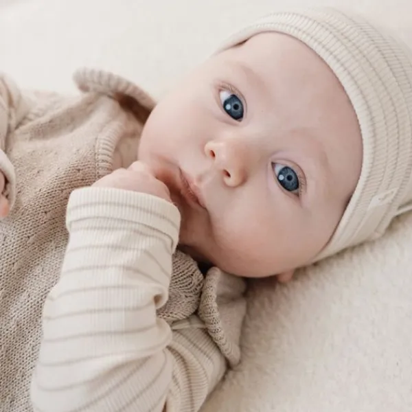 Little Dutch Stripe Lange Mouw Overslag Romper - Maat 44 - Soft Beige> Rompertjes