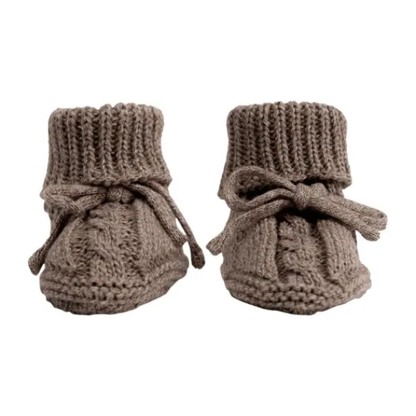 Lodger Slofjes Gebreid Met Kabel - 0-6 mnd - Buffalo> Slofjes