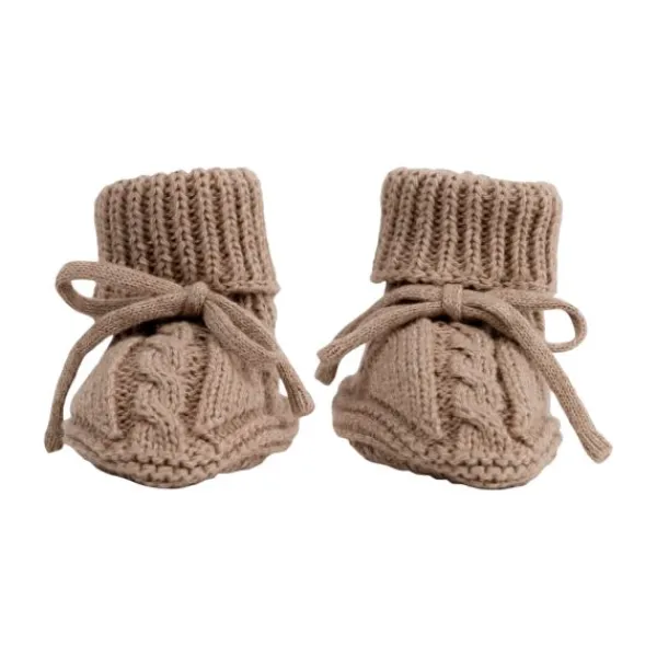 Lodger Slofjes Gebreid Met Kabel - 0-6 mnd - Buffalo> Slofjes