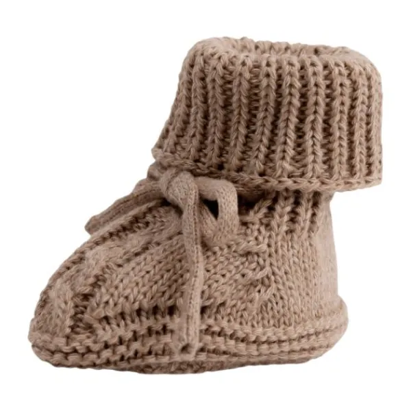 Lodger Slofjes Gebreid Met Kabel - 0-6 mnd - Buffalo> Slofjes