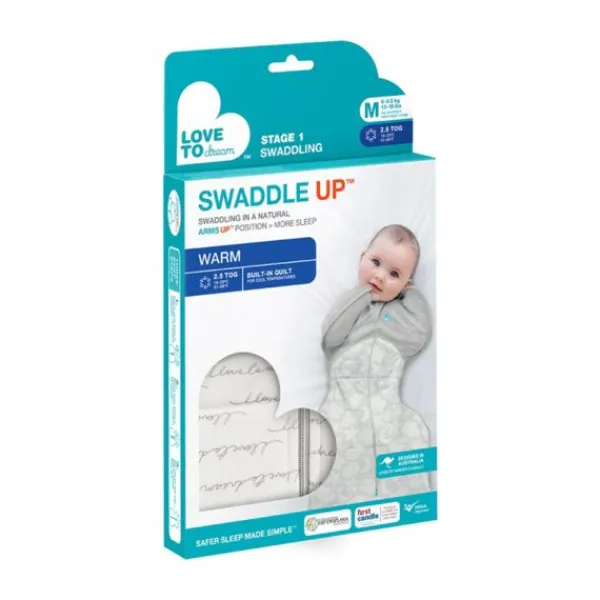 Love To Dream SwaddleUp™ 2.5 TOG - Fase 1 - Maat M - Olive Bees> 4-Seizoenen Slaapzakken
