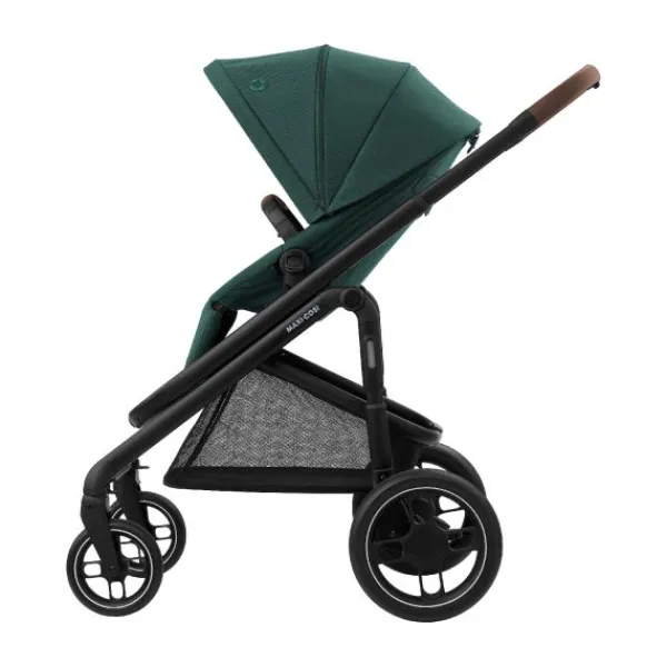 Maxi-Cosi Plaza+ Essential Green - Black Frame + Brown Leather> Wandelwagens|Complete Kinderwagens