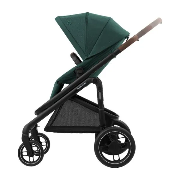 Maxi-Cosi Plaza+ Essential Green - Black Frame + Brown Leather> Wandelwagens|Complete Kinderwagens