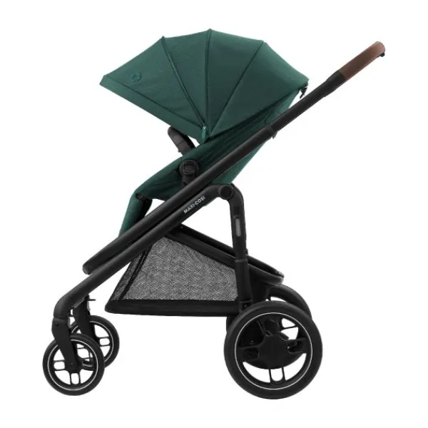Maxi-Cosi Plaza+ Essential Green - Black Frame + Brown Leather> Wandelwagens|Complete Kinderwagens