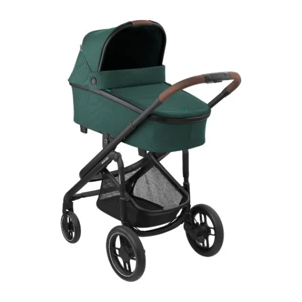 Maxi-Cosi Plaza+ Essential Green - Black Frame + Brown Leather> Wandelwagens|Complete Kinderwagens