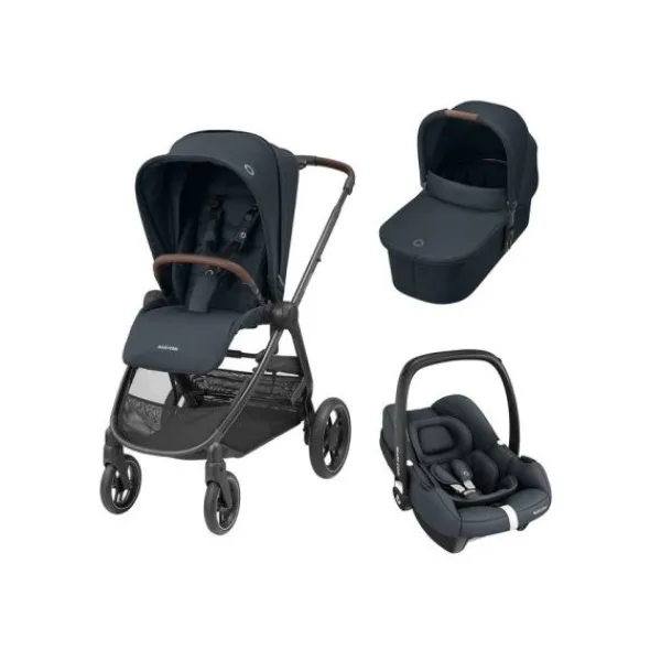 Maxi-Cosi Street+ Trio Essential Graphite (Black Frame + Brown Leather)> Wandelwagens|Complete Kinderwagens
