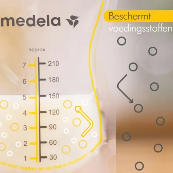 Medela Moedermelkbewaarzakjes Met Schenktuit 210ml 50st> Melk Bewaarzakjes