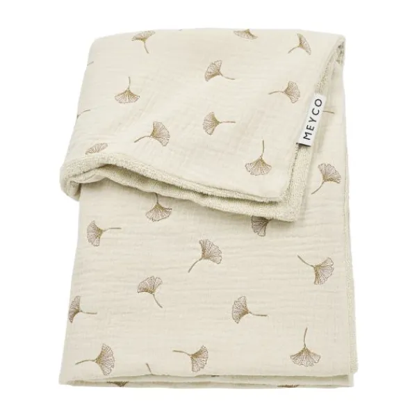 Meyco Baby Gingko Wiegdeken - 75 x 100 cm - Pre-Washed hydrofiel - Soft Sand> Wiegdekens
