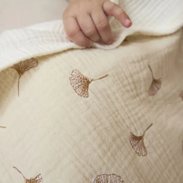 Meyco Baby Gingko Wiegdeken - 75 x 100 cm - Pre-Washed hydrofiel - Soft Sand> Wiegdekens