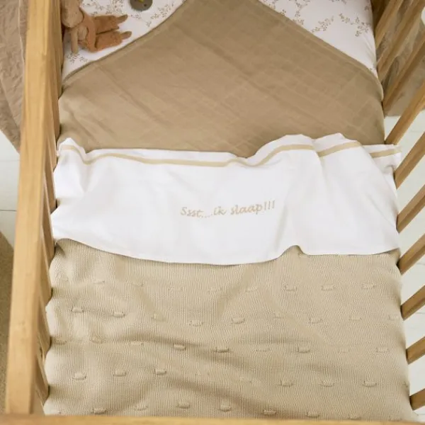 Meyco Baby Ledikantdeken Knots Soft Sand 100 x 150 cm> Ledikantdekens