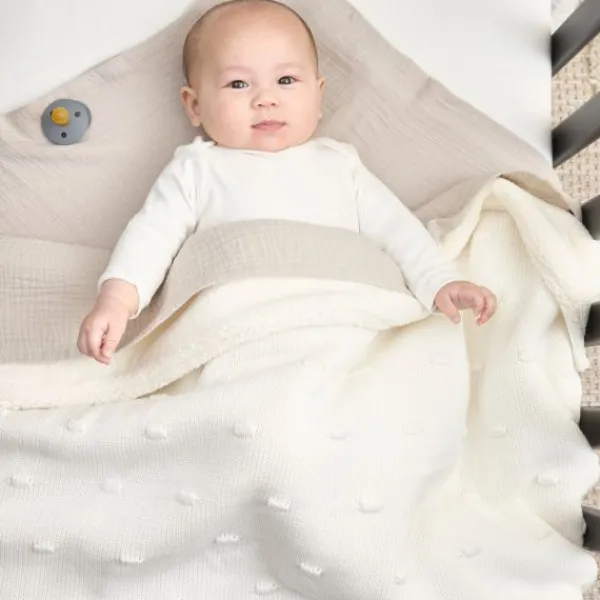 Meyco Baby Ledikantdeken Teddy Knots Offwhite 100 x 150 cm> Ledikantdekens