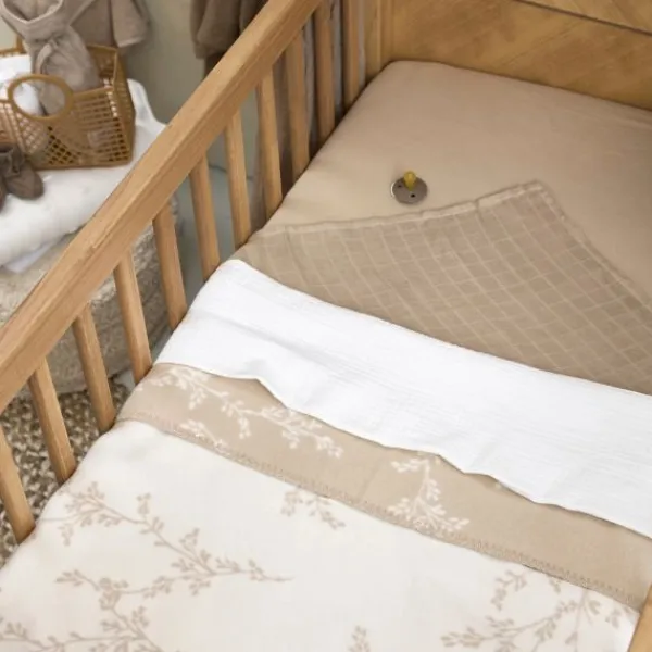 Meyco Baby Ledikantdeken Geweven Branches Sand 100 x 150 cm> Ledikantdekens