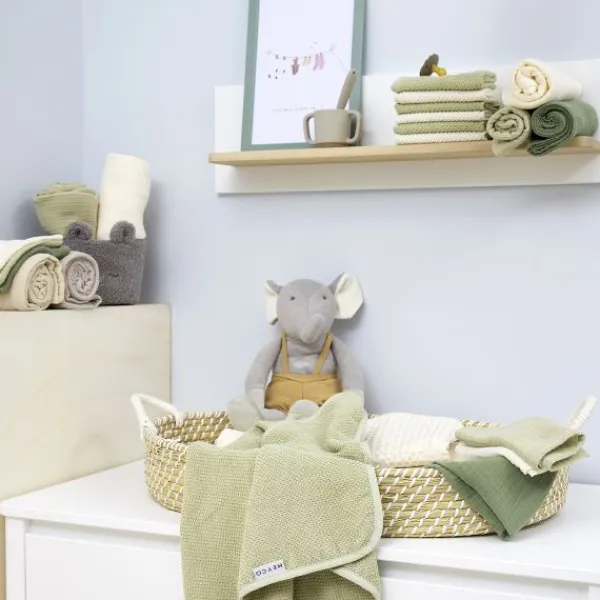 Meyco Baby Popcorn Badcape - 75 x 75 cm - Soft Olive> Badcapes