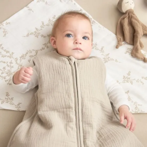 Meyco Baby Slaapzak Hydrofiel Gevoerd Uni Pre-Washed Sand 90 cm> 4-Seizoenen Slaapzakken