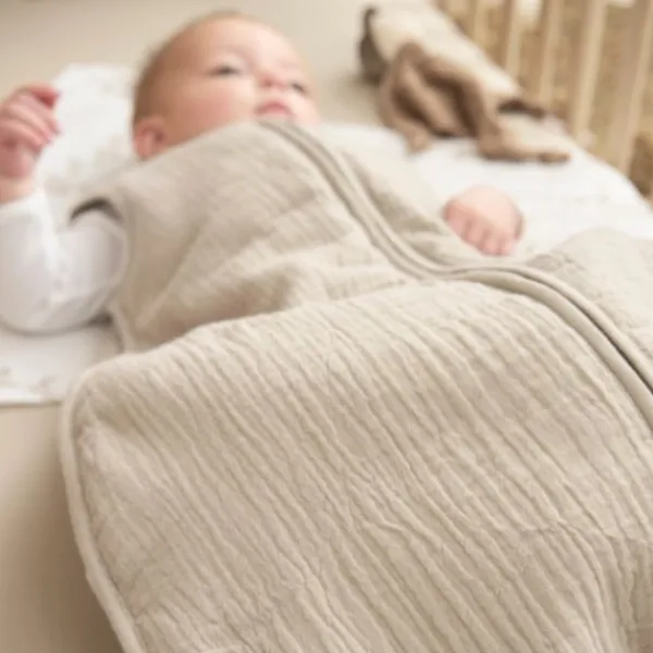 Meyco Baby Slaapzak Hydrofiel Gevoerd Uni Pre-Washed Sand 90 cm> 4-Seizoenen Slaapzakken