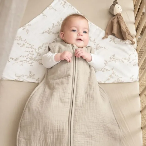 Meyco Baby Slaapzak Hydrofiel Gevoerd Uni Pre-Washed Sand 70 cm> 4-Seizoenen Slaapzakken