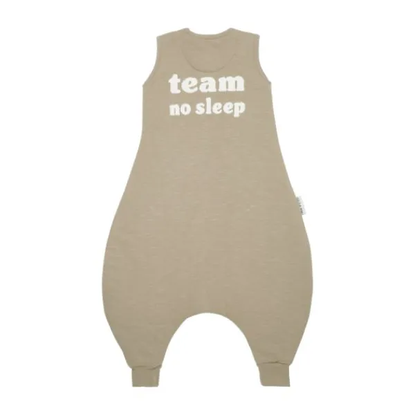 Meyco Baby Slaapzak Jumper Winter Slub Met Team No Sleep Applicatie Taupe / Offwhite 80 cm> 4-Seizoenen Slaapzakken
