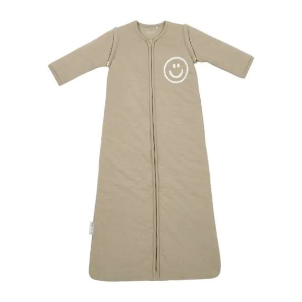 Meyco Baby Slaapzak Met Afritsbare Mouwen Slub Met Smile Applicatie Taupe / Offwhite 110 cm> 4-Seizoenen Slaapzakken