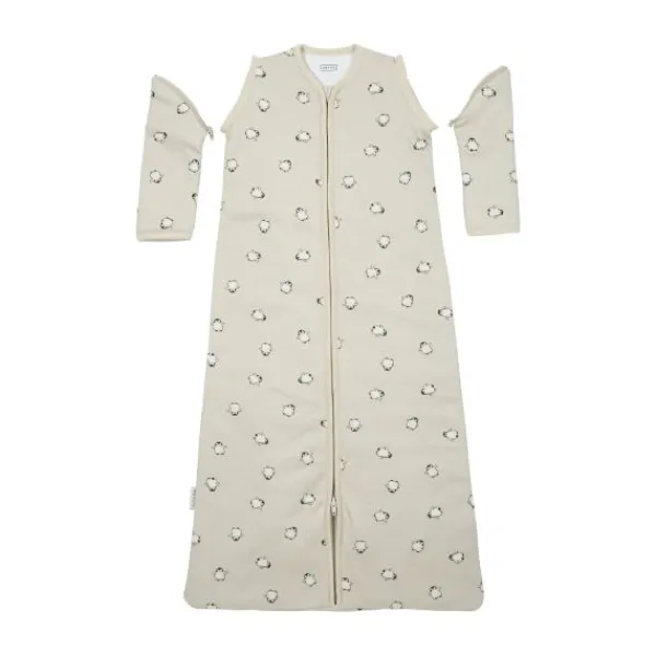 Meyco Baby Slaapzak Met Afritsbare Mouwen Penguin Soft Sand 70 cm> 4-Seizoenen Slaapzakken|Winter Slaapzakken