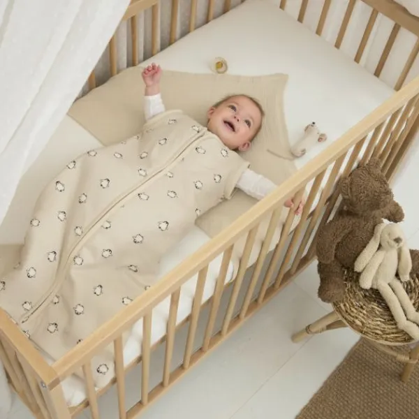 Meyco Baby Slaapzak Met Afritsbare Mouwen Penguin Soft Sand 70 cm> 4-Seizoenen Slaapzakken|Winter Slaapzakken