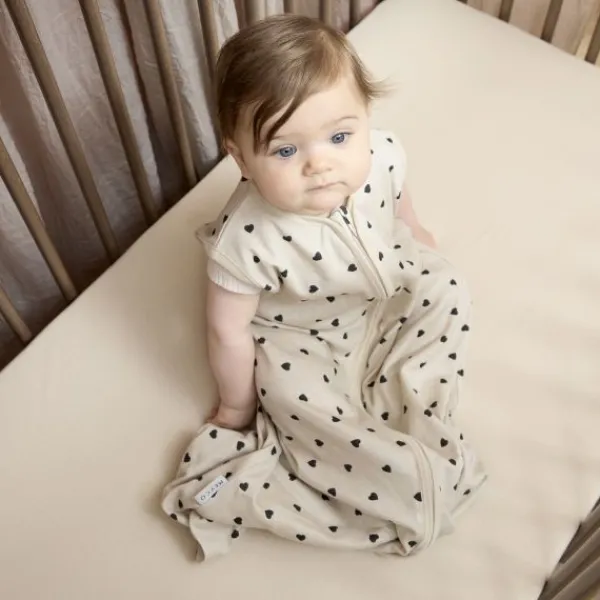 Meyco Baby Sweet Heart Zomerslaapzak - 90 cm - Soft Sand/Black> 4-Seizoenen Slaapzakken|Zomer Slaapzakken