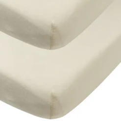 Meyco Baby Uni Hoeslaken Juniorbed- 2 Stuks - 70 x 140 cm - Jersey - Nature><noscript><img width=