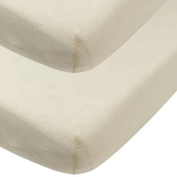Meyco Baby Uni Hoeslaken Wieg - 2 Stuks - 40 x 80/90 cm - Jersey - Soft Sand> Hoeslakens