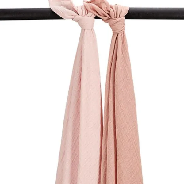 Meyco Baby Uni Swaddle - 2 Stuks - Pre-Washed Hydrofiel - 120 x 120 cm Soft Rose/Rose> Multidoek